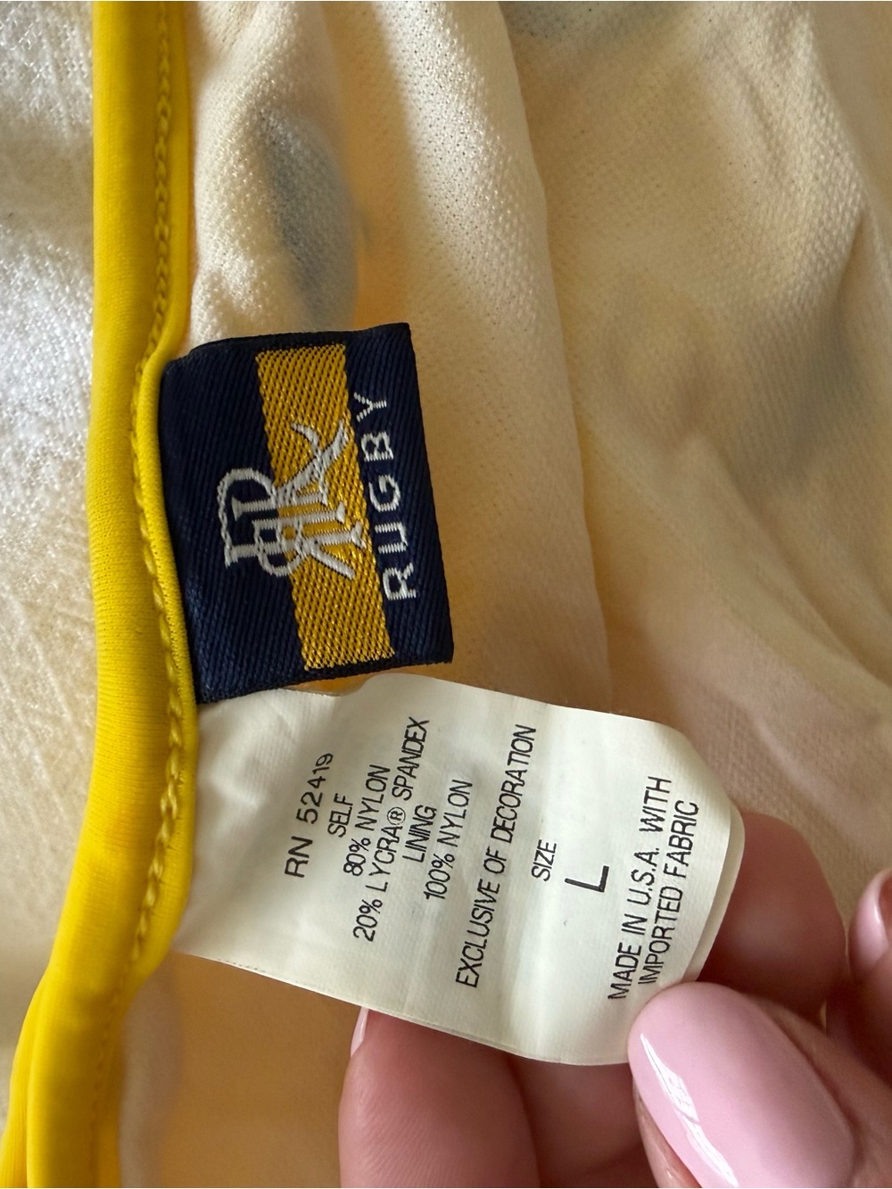 RUGBY by Ralph Lauren Yellow Bikini with Blue Accents size Large Vintage - Picture 5 of 7